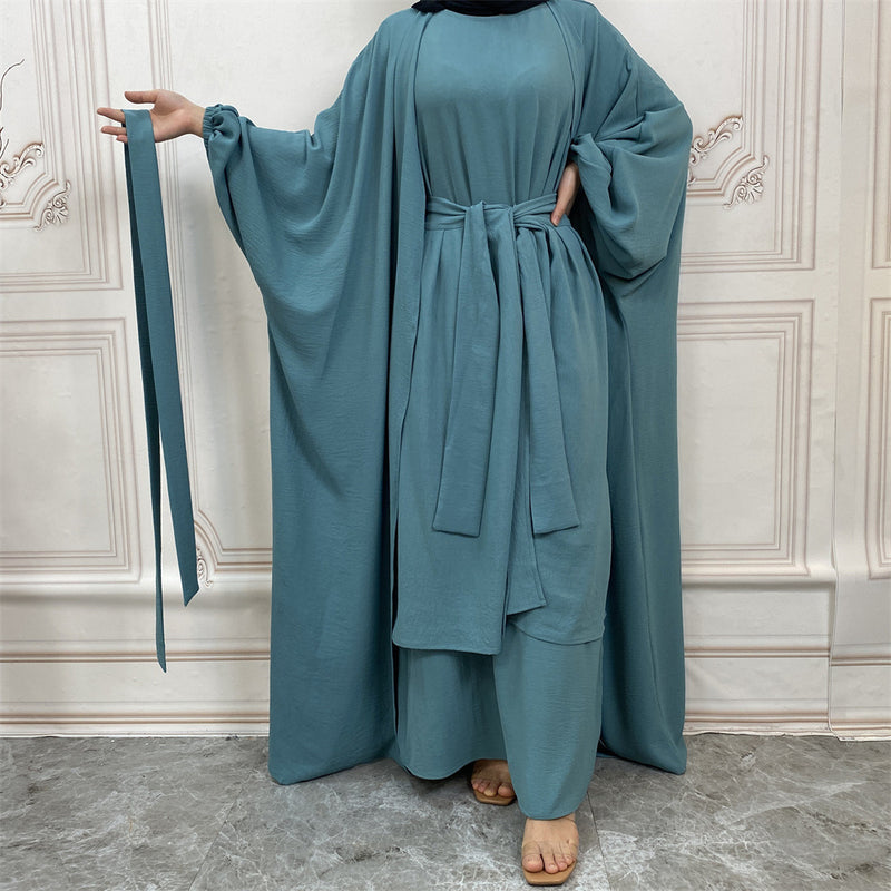 Solid Color Fashion Robe Three-piece Suit