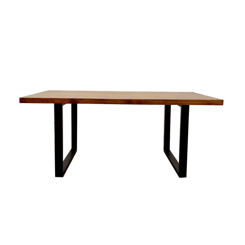 Freya 1.8 Dining Table Solid Dark Pine wood with Matt Black Metal Legs