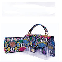 Women's snake print shoulder bag