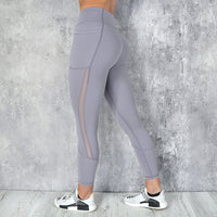 Mesh stitching side pocket yoga pants