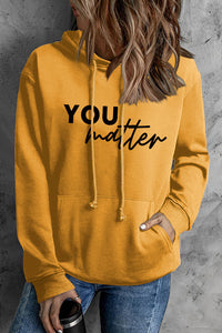 Front And Back Letters Women's Printed Wear Hooded Pocket Pullover Sports Long Sleeve