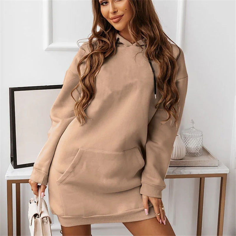 Women's Solid Color Casual Sports Hoodie Sweater