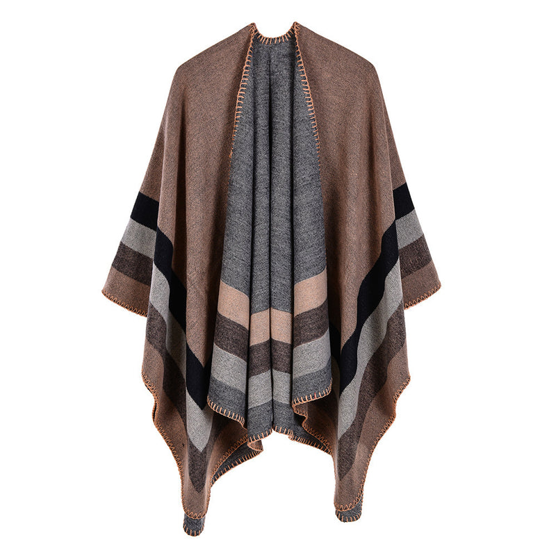 Four-bar large frame split cashmere cloak