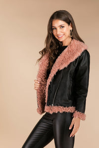 Imitation raccoon fur sheepskin leather jacket