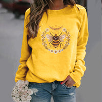 Women's Fashion Moon Bee Trendy Round Neck Sweater