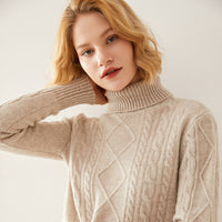 Female Turtleneck Pullover Thick Cashmere Sweater