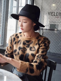 Leopard Print Sweater Women's Fashion Loose Sweater