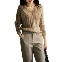 Soft Glutinous Twist Autumn And Winter Lazy Style Loose V-neck Sweater