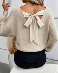 Women's Fashionable Knitted Pullover V-neck Sweater