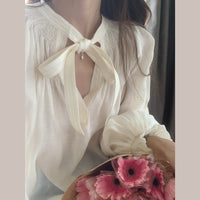 French Style Ribbon Fashion Loose Top