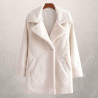 Fashion Simple Pure Color Women's Lapel Wool Coat