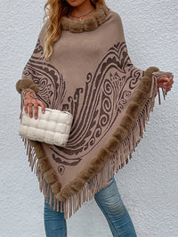 Winter Fur Collar And Fringed Shawl