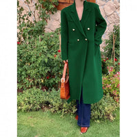 Coat Women's Suit Collar Woolen Long Coat