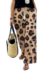 Leopard Print Wide-leg Pants Women's European And American Personalized Drawstring