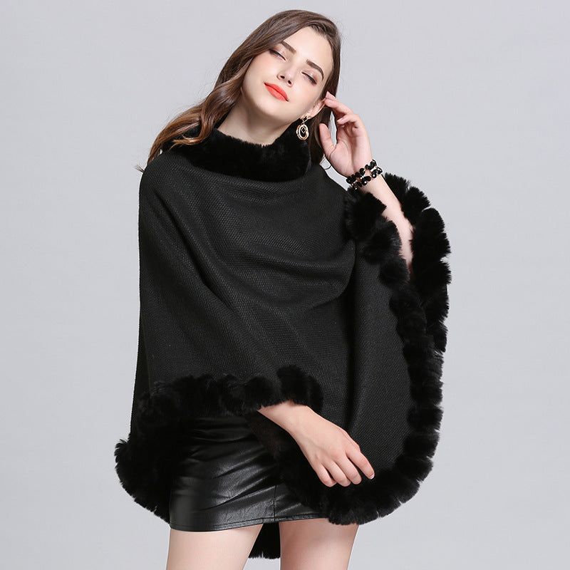 Knit sweater cloak shawl coat women