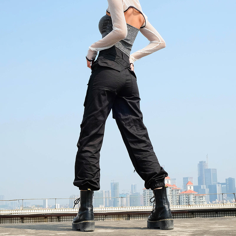 Multi-pocket high-rise overalls