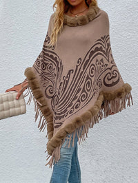 Winter Fur Collar And Fringed Shawl