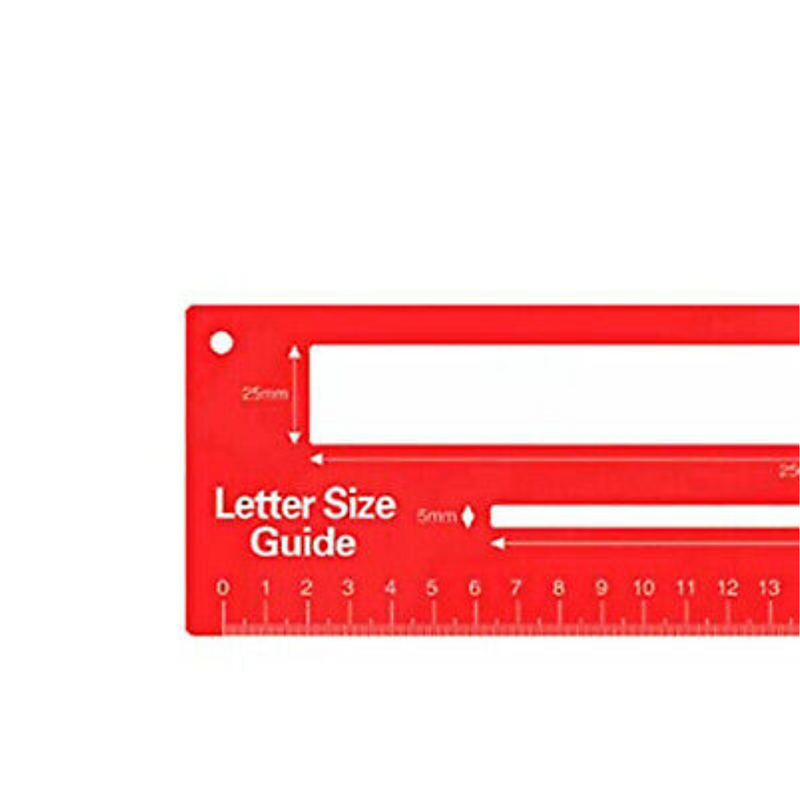 RED ROYAL MAIL PIP PPI LARGE LETTER SIZE GUIDE RULER POST OFFICE POSTAL PRICE PO