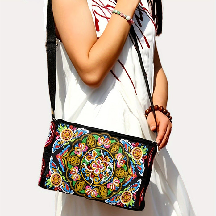 Female Antique Double Sided Embroidery One-shoulder Crossbody Bag