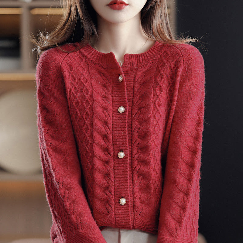 Women's Thin Cashmere Sweater Raglan Round Neck Temperament Sweater