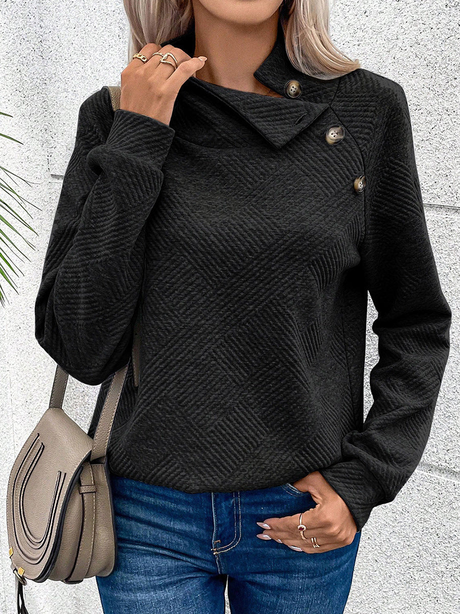 Solid Color Pullover Long Sleeve Top