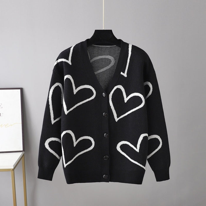 European And American Knitwear Sweater Love Short Cardigan Coat