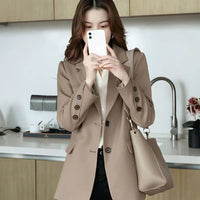 Loose Leisure All-matching Mid-length Suit Top For Women