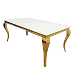 Louis Gold Dining Table White