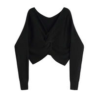 V-Neck Long Sleeve Sweater Women's Front And Back Knitwear