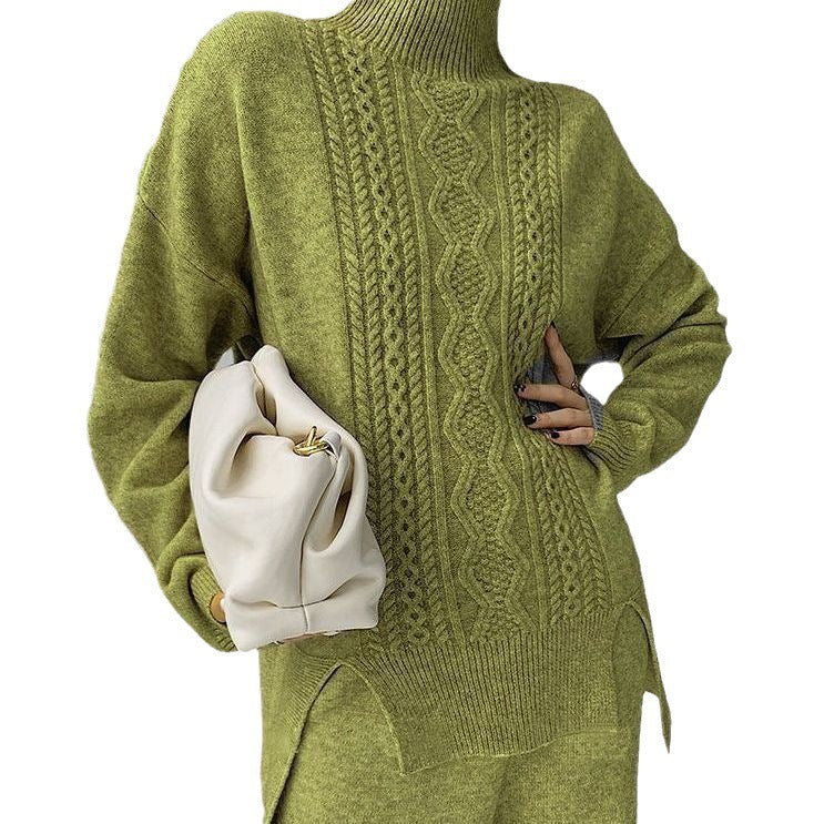 Idle Style Fashionable Set That Makes You Look Younger Women's Turtleneck Knitting Sweater