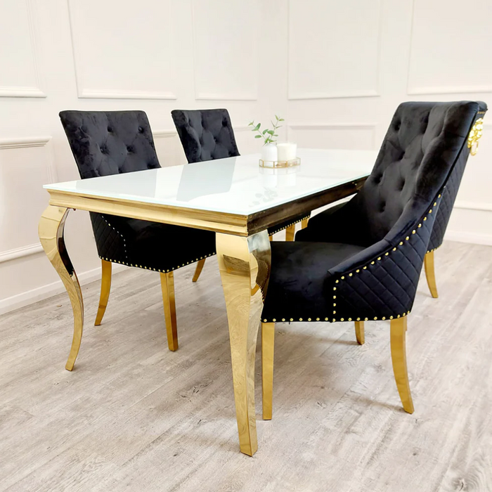 Louis Gold Dining Table White