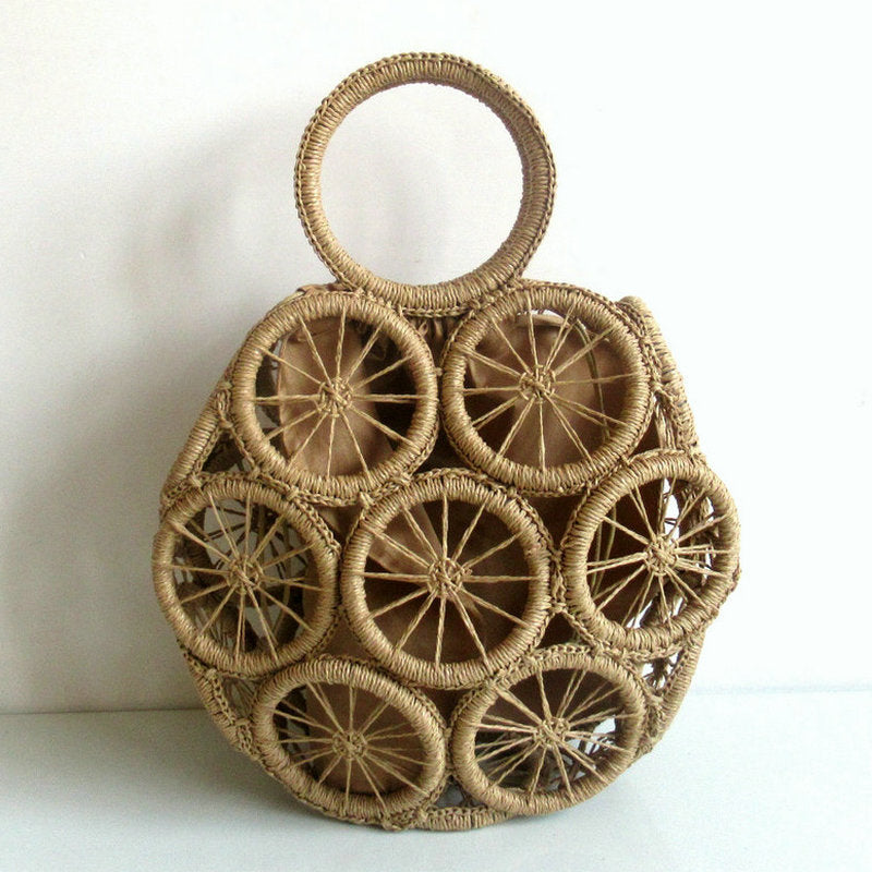 The New Circle Hollow Paper Rope Woven Bag Diagonal Straw