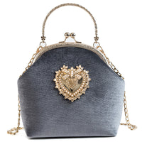 Personalized hand pocket retro gold velvet shell bag with diamonds