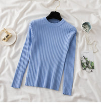 New Round Neck Sunken Stripe Knitwear For Women