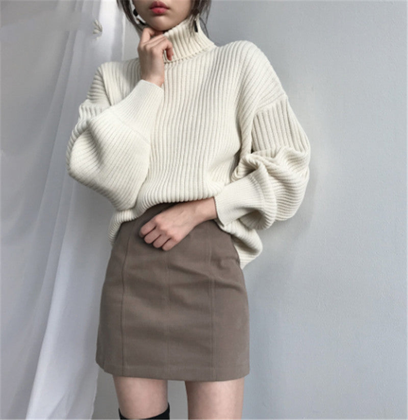 High Neck Sweater Coat Is Fashionable Loose And Versatile