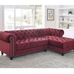 New Round Classic Chesterfield Couch Plush Right Or Left L-Shape Chaise Sofa