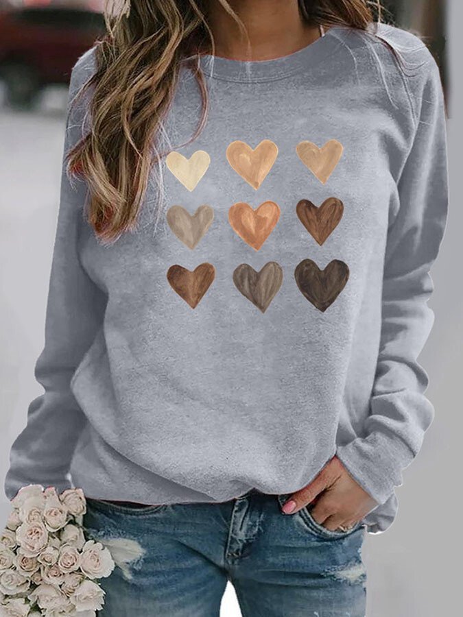 Women's Valentine's Day Printed Round Neck Sweater