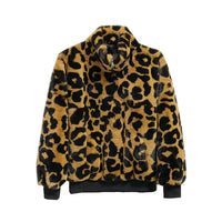 Winter Artificial Green Fur Women's Stitching Leopard Print Short Sweater