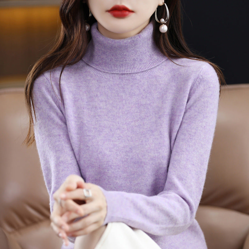 Lapel Sweater Women's Autumn And Winter Women's Solid Color Turtleneck Knitting Bottoming Shirt Sweater