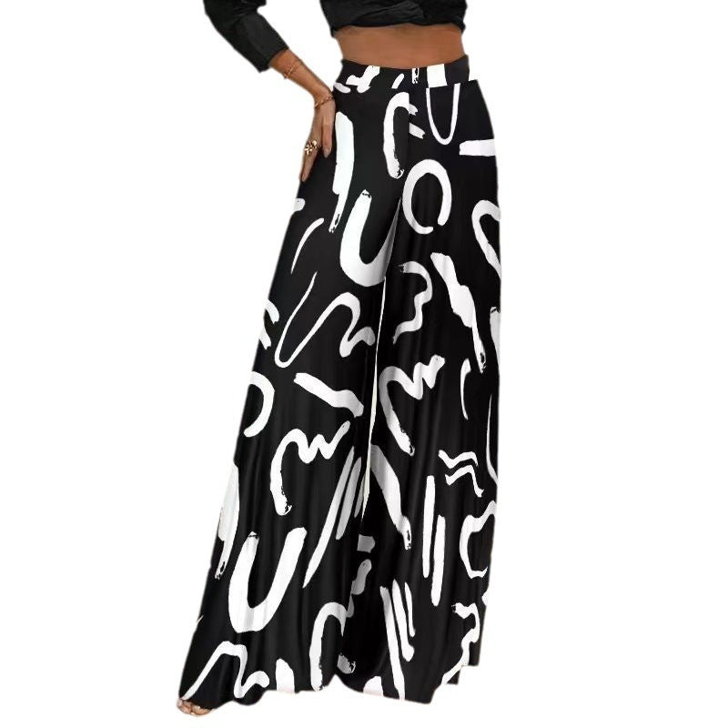 Fashion Casual Printing Wide Leg Pants