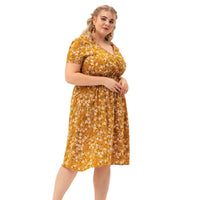 Plus Size Women's Short-sleeved Printed Dress