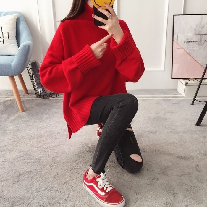 Turtleneck Sweater Women Pullover Fashion Thickening