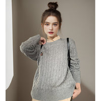 Bear Embroidery Round Neck Sweater For Women Style Lazy