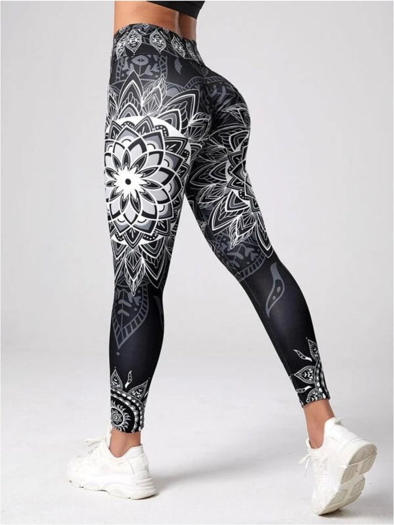 Ink Printing Yoga Trousers Fashion Slim Women's Skinny Pants