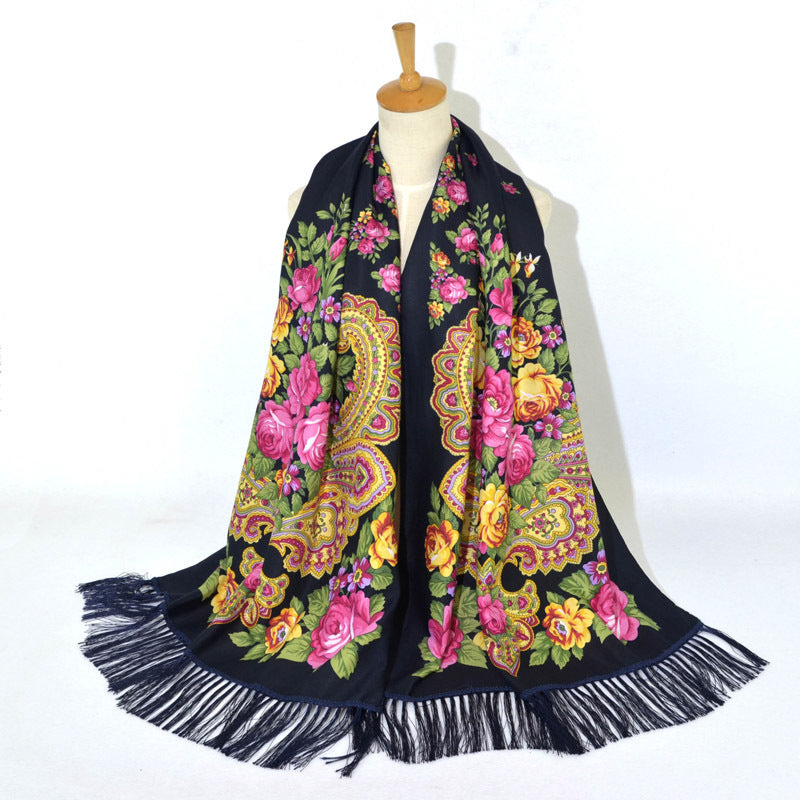 Printed Tassel Long Scarf Travel Ethnic Style Shawl