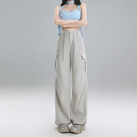 Straight Cargo Jeans Women's Multi-pocket Wide-leg Pants