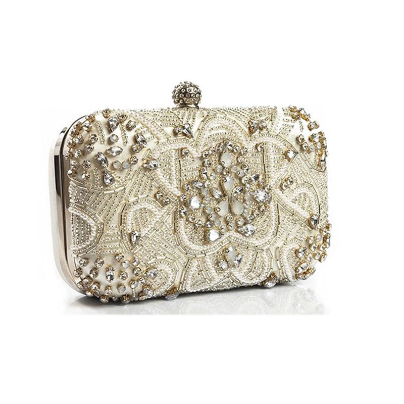 Women's Hand Sewn Rhinestone Chain Evening Bag