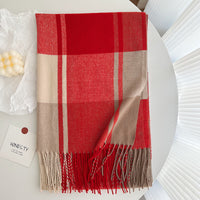 Women's All-match Cashmere Plaid Tassel Thickened Warm Shawl Scarf