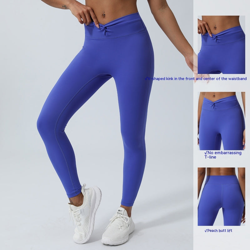 Kinky V-shaped Peach Hip Belly Contracting Sports Ninth Pants Outdoor Running Fitness Tights