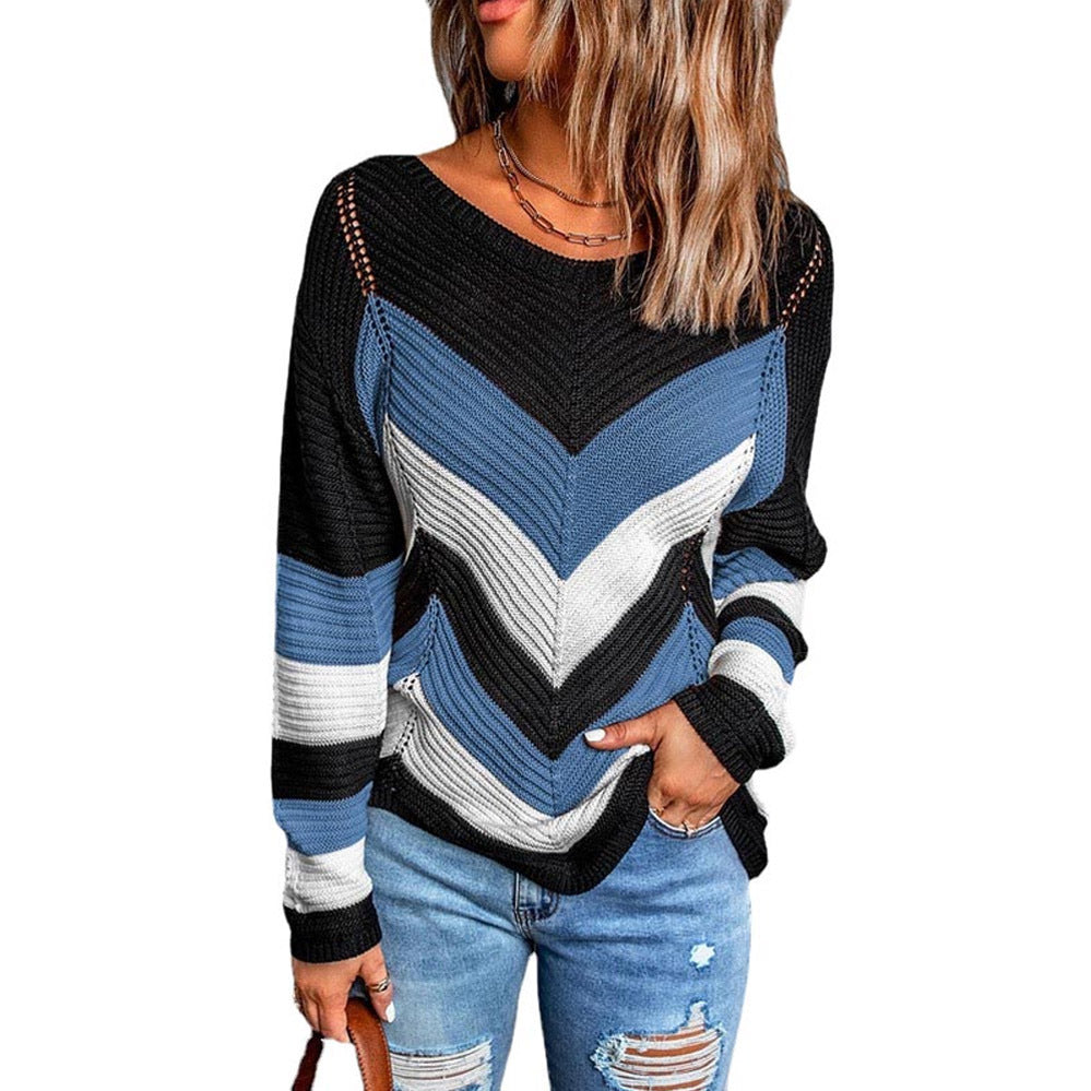 Women's Colorblock New Loose Knit Sweater